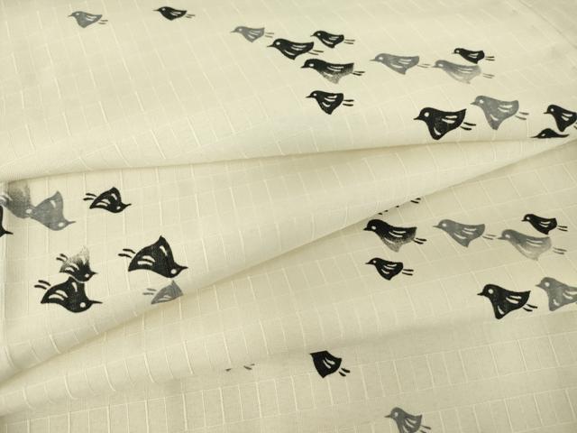 平和屋着物▽小紋　単衣　型染め　千鳥　洗える着物　DAAT9850az