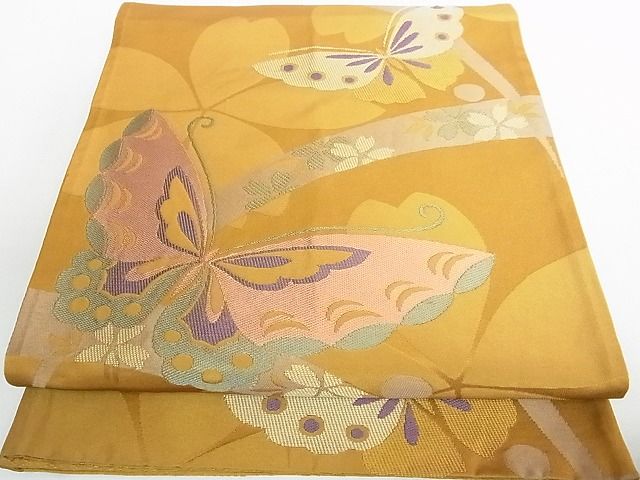 平和屋着物◎西陣　川島織物　両面六通柄京袋帯　舞蝶花文　DAAF0560ya