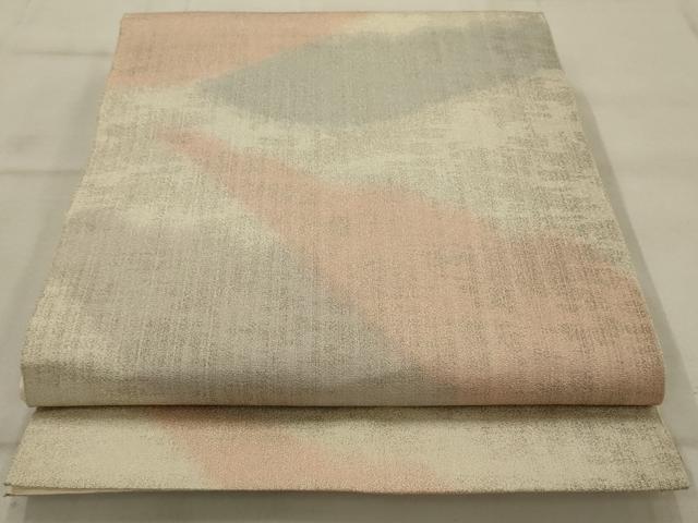 平和屋着物◎綴れ　全通柄袋帯　霞文　銀通し地　正絹　逸品　AAAU9748ou