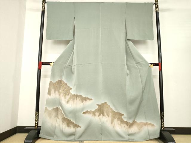 平和屋着物●訪問着 刺繍 笹竹文 金糸 正絹 逸品 AABD9909ck