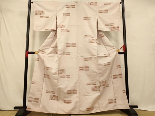 平和屋着物■上質な紬　格子文　正絹　逸品　AABE1081fw