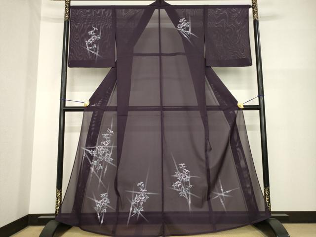 平和屋着物＊夏物　訪問着　絽　手描き　草花文　洗える着物　AABH1949ck