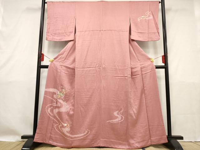 平和屋着物■訪問着 絞り 刺繍 流水枝花文 金糸 正絹 逸品 AAAP1769br