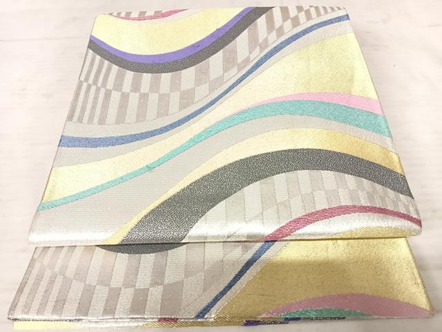 平和屋着物◎六通柄袋帯　流水文　金銀糸　正絹　逸品　AAAW8874yx