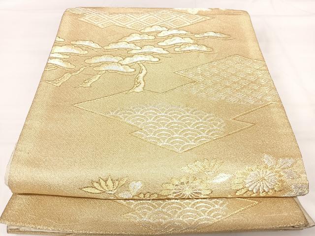Other - 平和屋着物◎六通柄袋帯　松皮菱花文　金銀糸　正絹　逸品　AABI1192yx