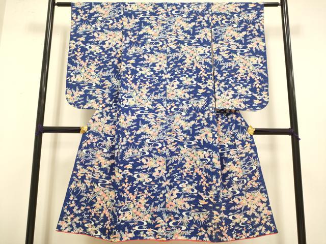 平和屋本店[]極上　子供　女の子　9・10歳　小紋　立波花文　逸品　DZAB3243kh6