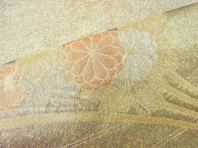平和屋着物◎六通柄袋帯　作家物　扇面花文　金糸　逸品　BAAI4453jm