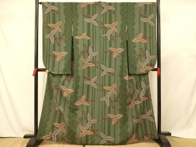 平和屋着物■小振袖　二尺袖　枝花間道　洗える着物　AABC7079fw