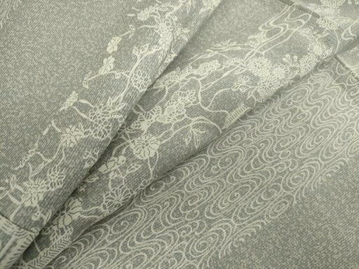 平和屋着物*夏物 小紋 絽 横段風景草花文 正絹 逸品 DAAS1775ud 平和屋着物*夏物 小紋 絽 横段風景草花文 正絹 逸品 DAAS1775ud