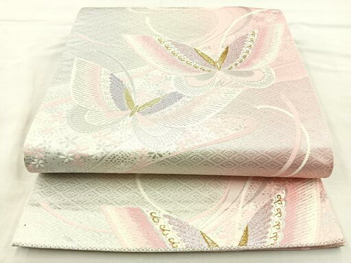 平和屋着物◎六通柄袋帯 唐織 舞蝶文 金銀糸 正絹 逸品 BAAO0793cm 平和屋着物◎六通柄袋帯 唐織 舞蝶文 金銀糸 正絹 逸品 BAAO0793cm