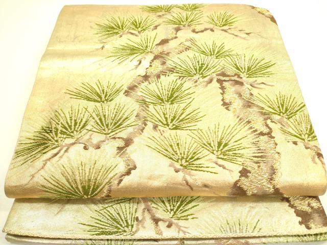 平和屋着物◎六通柄袋帯　唐織　枝松　金糸　正絹　逸品　DAAX1683op