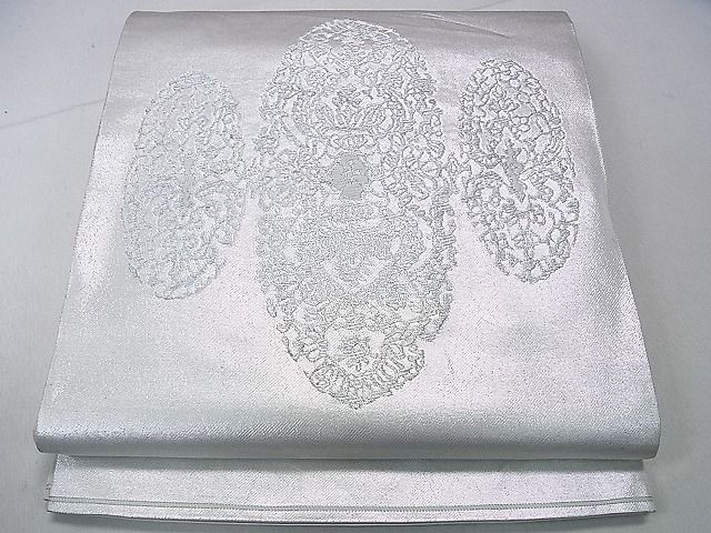 平和屋着物■六通太鼓柄袋帯 吉祥花文 銀糸 逸品 ca5163