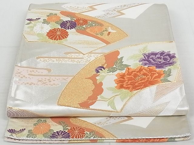 平和屋着物◎六通柄袋帯 唐織 地紙草花文 金糸 正絹 逸品 AAAI1398Ast