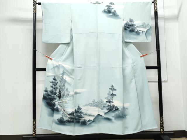 平和屋着物▼訪問着　手描き　人物風景文　正絹　逸品　CABA8611th