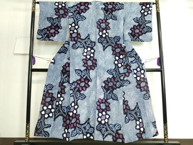 平和屋本店■極上 夏物 浴衣 有松鳴海絞り 草花文 綿 逸品 DZAA20149kh5