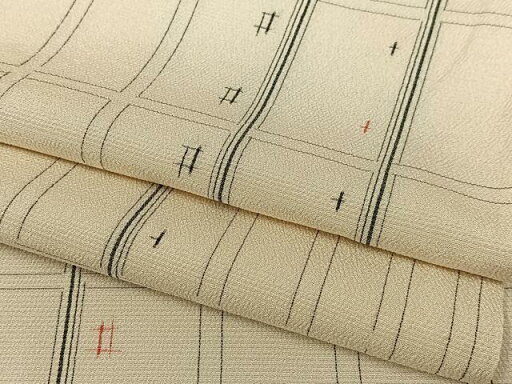 平和屋着物▽お召 単衣 格子 正絹 逸品 AAAT4747oa 平和屋着物▽お召 単衣 格子 正絹 逸品 AAAT4747oa
