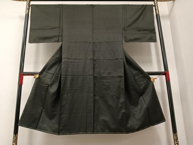 平和屋着物■男性 お召 縞 黒地 正絹 逸品 未使用 AAAS4211ph