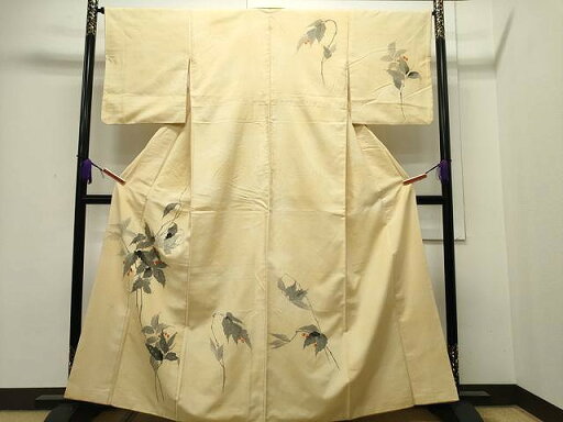 平和屋着物■訪問着 紬地 手描き 刺繍 枝木の実 正絹 逸品 CAAJ5412ng 平和屋着物■訪問着 紬地 手描き 刺繍 枝木の実 正絹 逸品 CAAJ5412ng