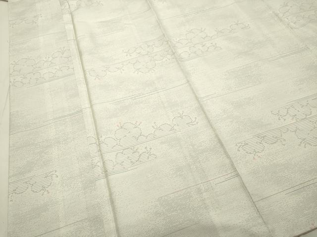 平和屋着物●本場大島紬　白大島　横段花文　正絹　逸品　DAAS2092tw