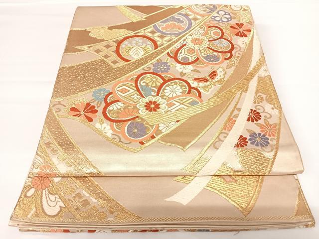 平和屋着物◎六通柄袋帯　唐織　瑞祥吉華文　金糸　正絹　逸品　AAAZ8260yx