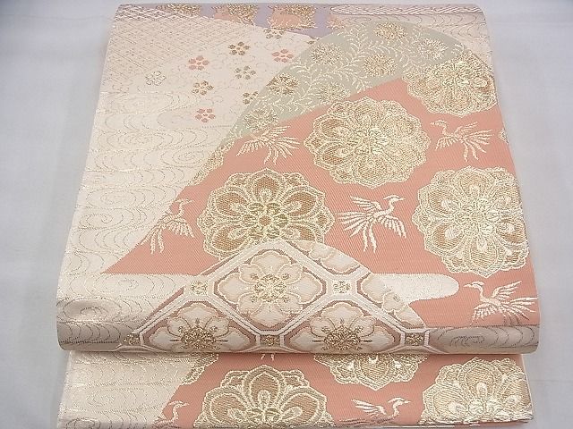 平和屋着物◎六通柄袋帯　唐織　遠山蜀江文　金糸　逸品　BAAH8426fk