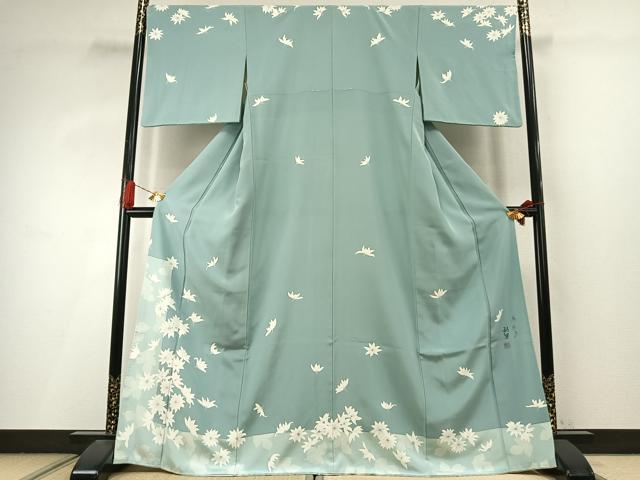 Rakuten - 平和屋着物●染色作家　寺島利男　訪問着　舞花文　正絹　逸品　AABI9272fy
