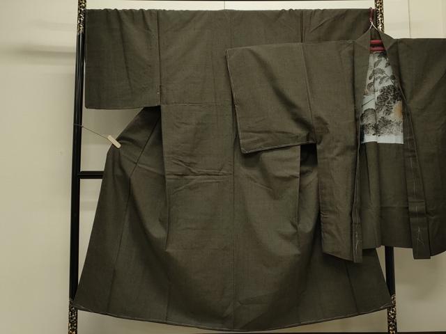 平和屋着物●男性 紬 アンサンブル 霞文 正絹 逸品 未使用 CAAS0266th