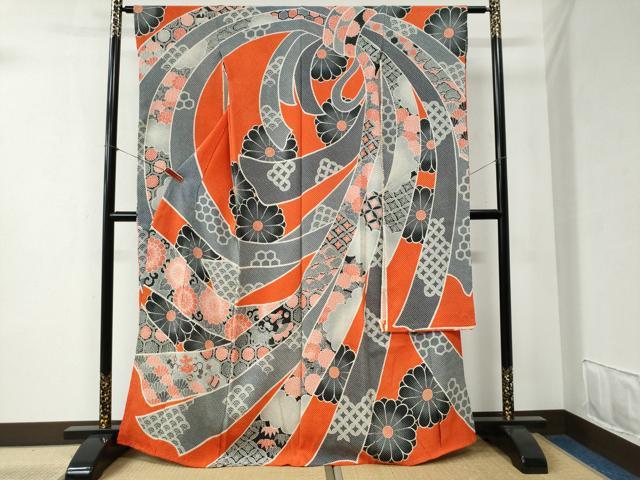 平和屋着物●名門　藤娘きぬたや・総絞り　振袖　束ね熨斗吉祥花文　仮絵羽　逸品　未使用　CABB4375yc