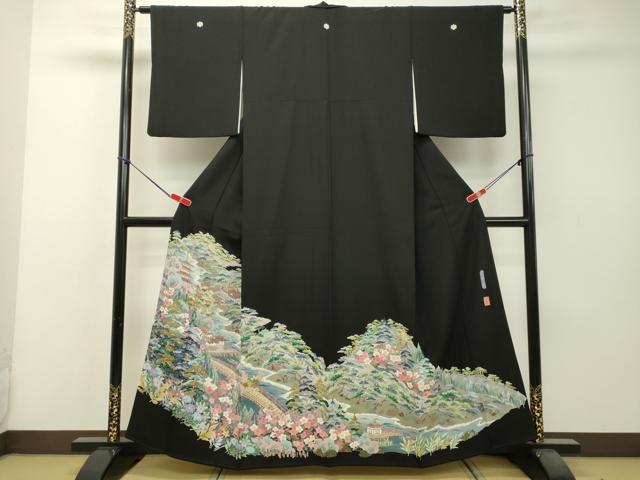 平和屋着物●本加賀友禅作家 佐藤潤 黒留袖 飛騨の里 正絹 逸品 DAAS2135tw