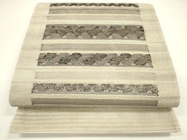 平和屋着物＊夏物　太鼓柄袋帯　横段文　正絹　逸品　DAAY8284cm(4)