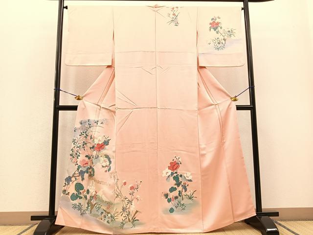 平和屋着物■訪問着 花鳥文 暈し染め 金彩 正絹 逸品 BAAO6059hv