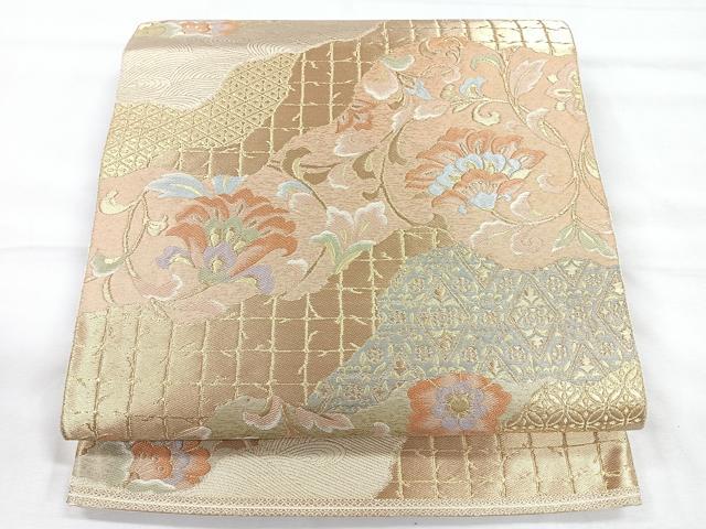 平和屋着物◎西陣　服部織物謹製　六通柄袋帯　更紗吉祥文　金糸　正絹　逸品　CABE5962nb