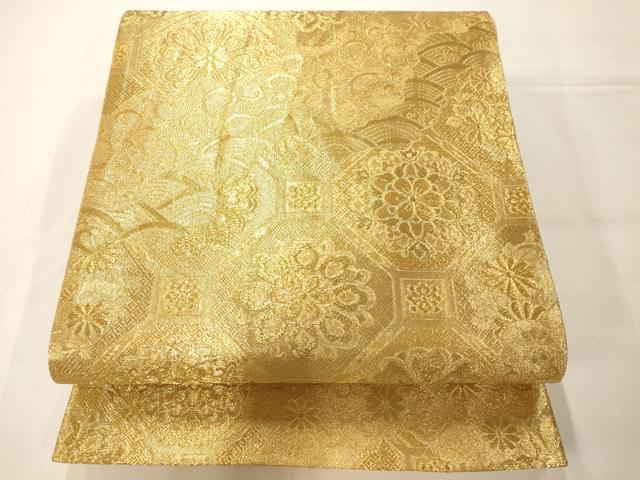 平和屋着物◎佐賀錦　六通柄袋帯　蜀江花文　金糸　正絹　逸品　AAAM7781fw
