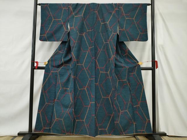 平和屋着物■上質な紬 変わり亀甲 正絹 逸品 AAAW3567nf