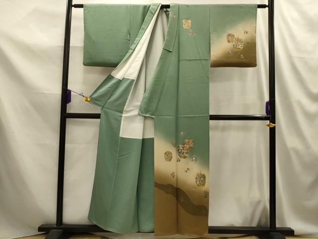 平和屋の平和屋着物■訪問着 仕覆文 暈し染め 金彩 正絹 逸品 AABJ2084sx｜アングル2