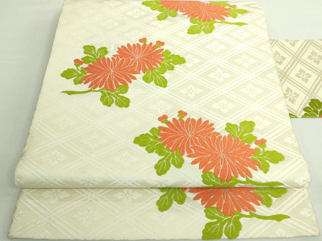 平和屋着物■極上　俵屋　人間国宝　喜多川平朗 有職織物　九寸名古屋帯　唐織　枝菊　逸品　DZAA9525kh5