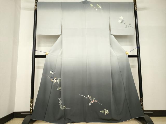 Kimono - 平和屋着物●訪問着　友禅　枝花文　暈し染め　正絹　逸品　AABH8477ck