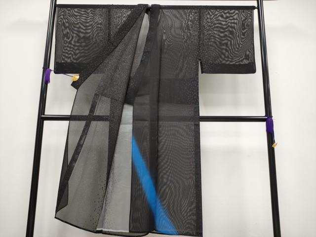 平和屋本店■極上　夏物　男性　訪問着　紗　霞文　黒地　銀通し地　逸品　CYAA2136s5