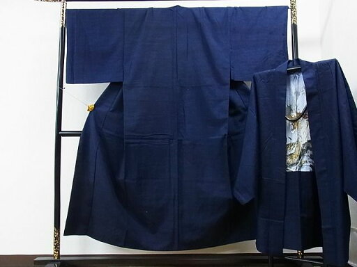 平和屋着物■男性 髭紬・羽織セット 濃藍色 逸品 CAAH0627yc 平和屋着物■男性 髭紬・羽織セット 濃藍色 逸品 CAAH0627yc