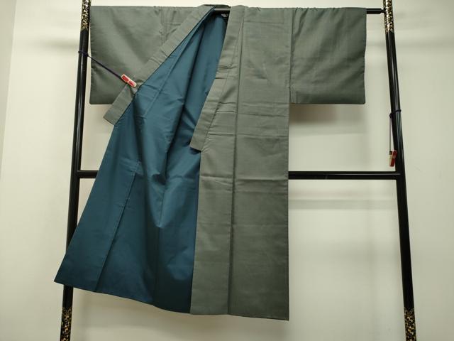 平和屋着物●男性　紬　アンサンブル　長羽織　十字絣　正絹　逸品　DAAS2231tw