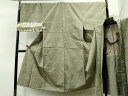 平和屋着物●男性 眞綿紬 アンサンブル 手織 霞文 反端付き 正絹 逸品 CAAS6923yc