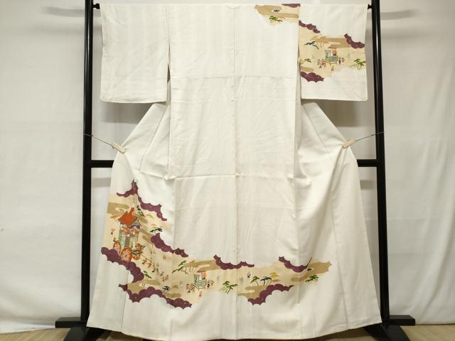 平和屋着物■訪問着　駒刺繍　鉾　人物風景文　金銀彩　正絹　逸品　CAAV2518ev