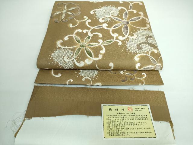 平和屋本店■極上 西陣の名門 加納幸謹製 六通柄袋帯 唐織 舞花文 路考茶色地 金銀糸 反端付き 逸品 DZAA5326kh5