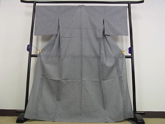 平和屋本店■極上　新江戸染　変り織　浴衣　源氏物語　綿麻　証紙付き　逸品　未使用s7090