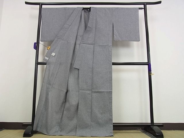 平和屋本店■極上　新江戸染　変り織　浴衣　源氏物語　綿麻　証紙付き　逸品　未使用s7090