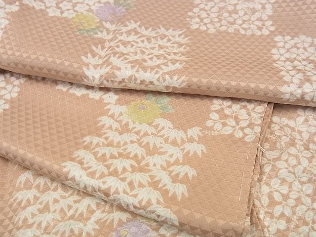 平和屋本店■極上 長襦袢 単衣 市松花文 逸品s7907