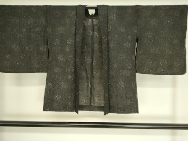 平和屋着物▽羽織 スリーシーズン 春夏秋 塵除け 丸紋紗 黒地 銀糸 正絹 逸品 DAAS0957az