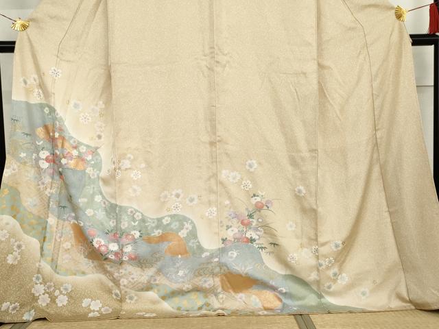 平和屋の平和屋着物●訪問着　道長草花文　金彩　ロング丈　正絹　逸品　AABL6513cs｜アングル3