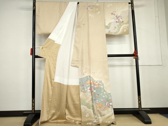 平和屋の平和屋着物●訪問着　道長草花文　金彩　ロング丈　正絹　逸品　AABL6513cs｜アングル2
