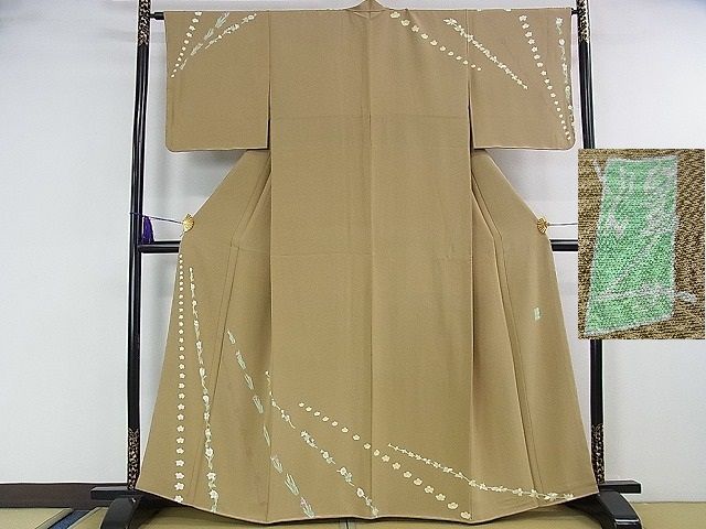 平和屋本店■極上　本加賀友禅作家　由水煌人　訪問着　草花文　利休茶色地　そごう百貨店扱い　逸品　未使用　DZAA0835kh4